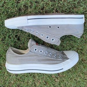 Grey and orange slip-on converse sneaker